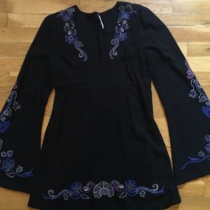 NEW Free People Embroidered Bell-Sleeve Dress